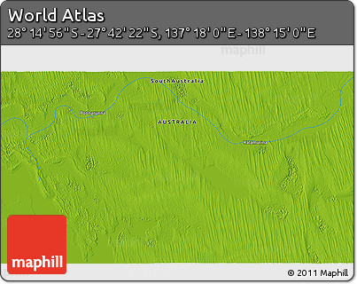 Physical 3D Map of the Area around 27° 58' 39" S, 137° 46' 30" E