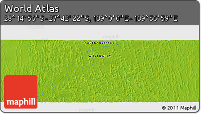 Physical Panoramic Map of the Area around 27° 58' 39" S, 139° 28' 29" E
