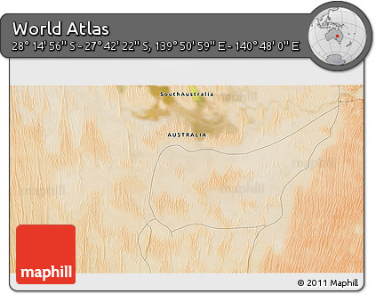 Satellite 3D Map of the Area around 27° 58' 39" S, 140° 19' 29" E