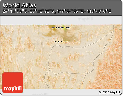 Satellite 3D Map of the Area around 27° 58' 39" S, 140° 19' 29" E