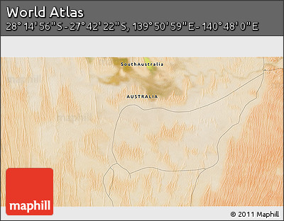 Satellite 3D Map of the Area around 27° 58' 39" S, 140° 19' 29" E