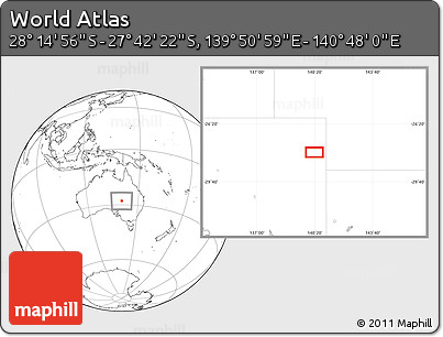 Blank Location Map of the Area around 27° 58' 39" S, 140° 19' 29" E