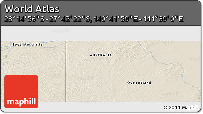 Shaded Relief Panoramic Map of the Area around 27°&nbsp;58'&nbsp;39"&nbsp;S,&nbsp;141°&nbsp;10'&nbsp;30"&nbsp;E