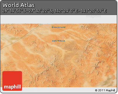 Satellite 3D Map of the Area around 27° 58' 39" S, 142° 52' 30" E