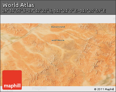 Satellite 3D Map of the Area around 27° 58' 39" S, 142° 52' 30" E