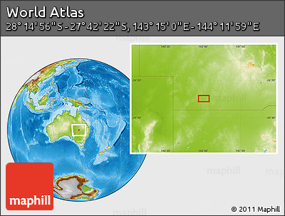 Physical Location Map of the Area around 27° 58' 39" S, 143° 43' 29" E