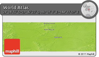 Physical Panoramic Map of the Area around 27° 58' 39" S, 143° 43' 29" E