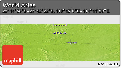 Physical Panoramic Map of the Area around 27° 58' 39" S, 143° 43' 29" E