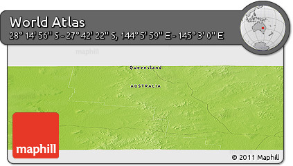 Physical Panoramic Map of the Area around 27° 58' 39" S, 144° 34' 29" E