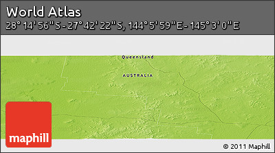 Physical Panoramic Map of the Area around 27° 58' 39" S, 144° 34' 29" E