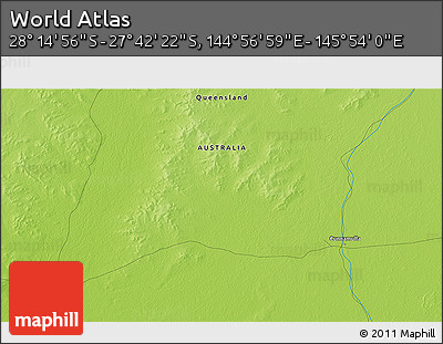 Physical 3D Map of the Area around 27° 58' 39" S, 145° 25' 30" E