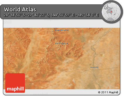 Satellite 3D Map of the Area around 27° 58' 39" S, 145° 25' 30" E