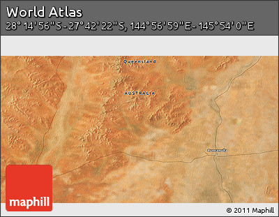 Satellite 3D Map of the Area around 27° 58' 39" S, 145° 25' 30" E