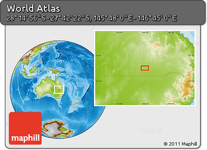 Physical Location Map of the Area around 27° 58' 39" S, 146° 16' 30" E