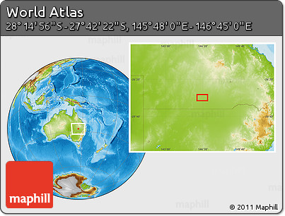 Physical Location Map of the Area around 27° 58' 39" S, 146° 16' 30" E