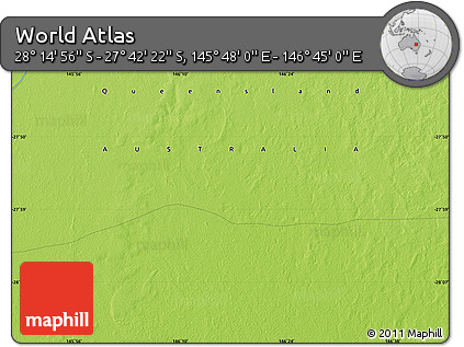 Physical Map of the Area around 27° 58' 39" S, 146° 16' 30" E
