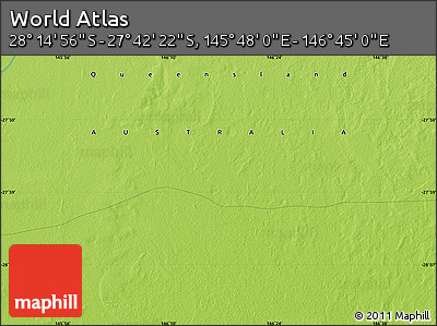 Physical Map of the Area around 27° 58' 39" S, 146° 16' 30" E