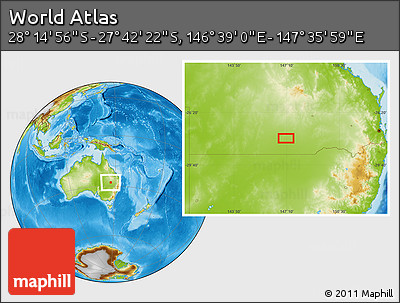 Physical Location Map of the Area around 27° 58' 39" S, 147° 7' 30" E