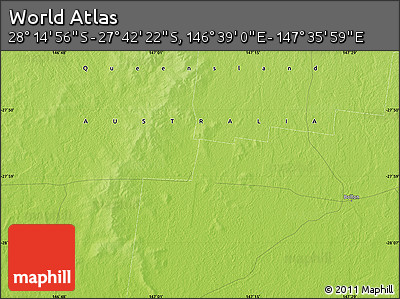 Physical Map of the Area around 27° 58' 39" S, 147° 7' 30" E