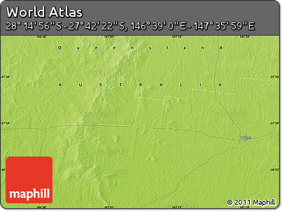 Physical Map of the Area around 27° 58' 39" S, 147° 7' 30" E