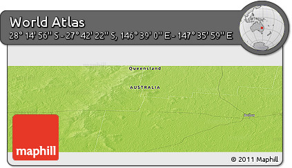 Physical Panoramic Map of the Area around 27° 58' 39" S, 147° 7' 30" E