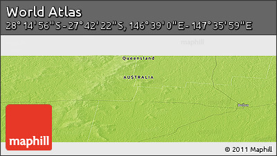 Physical Panoramic Map of the Area around 27° 58' 39" S, 147° 7' 30" E