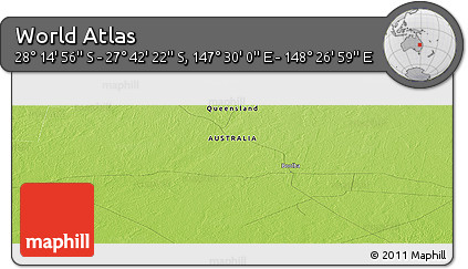 Physical Panoramic Map of the Area around 27° 58' 39" S, 147° 58' 29" E