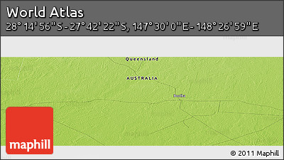 Physical Panoramic Map of the Area around 27° 58' 39" S, 147° 58' 29" E