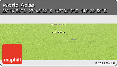 Physical Panoramic Map of the Area around 27° 58' 39" S, 147° 58' 29" E