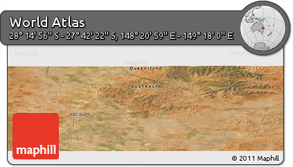 Satellite Panoramic Map of the Area around 27° 58' 39" S, 148° 49' 29" E