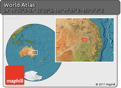 Satellite Location Map of the Area around 27° 58' 39" S, 149° 40' 30" E
