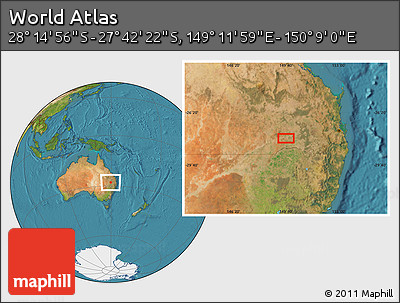 Satellite Location Map of the Area around 27° 58' 39" S, 149° 40' 30" E