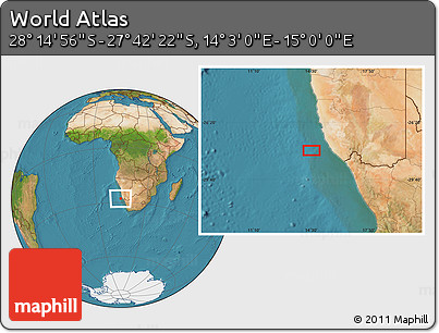 Satellite Location Map of the Area around 27° 58' 39" S, 14° 31' 30" E