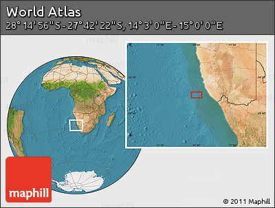 Satellite Location Map of the Area around 27° 58' 39" S, 14° 31' 30" E
