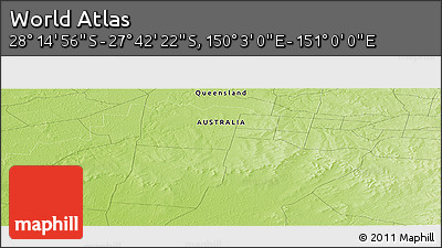 Physical Panoramic Map of the Area around 27° 58' 39" S, 150° 31' 30" E
