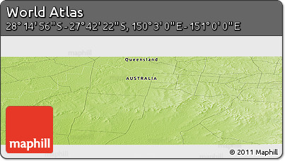 Physical Panoramic Map of the Area around 27° 58' 39" S, 150° 31' 30" E