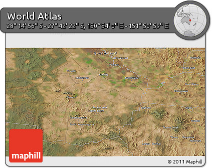 Satellite 3D Map of the Area around 27° 58' 39" S, 151° 22' 30" E