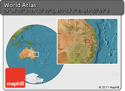 Satellite Location Map of the Area around 27° 58' 39" S, 151° 22' 30" E