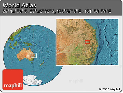 Satellite Location Map of the Area around 27° 58' 39" S, 151° 22' 30" E