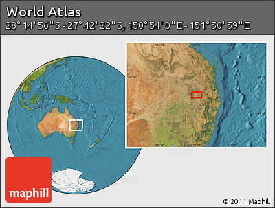 Satellite Location Map of the Area around 27° 58' 39" S, 151° 22' 30" E