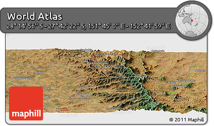 Satellite Panoramic Map of the Area around 27° 58' 39" S, 152° 13' 29" E
