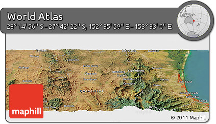 Satellite Panoramic Map of the Area around 27° 58' 39" S, 153° 4' 29" E