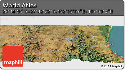 Satellite Panoramic Map of the Area around 27° 58' 39" S, 153° 4' 29" E