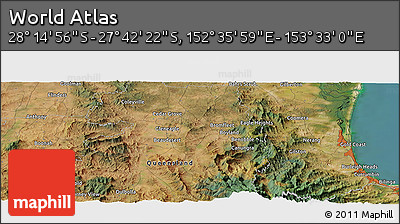 Satellite Panoramic Map of the Area around 27° 58' 39" S, 153° 4' 29" E