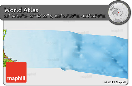 Physical Panoramic Map of the Area around 27° 58' 39" S, 153° 55' 30" E