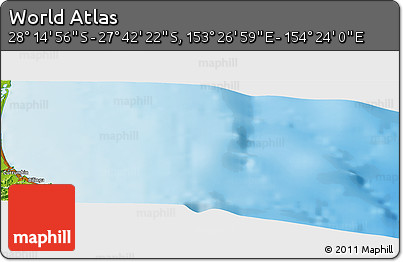 Physical Panoramic Map of the Area around 27° 58' 39" S, 153° 55' 30" E