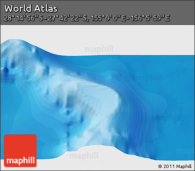 Political 3D Map of the Area around 27° 58' 39" S, 155° 37' 30" E