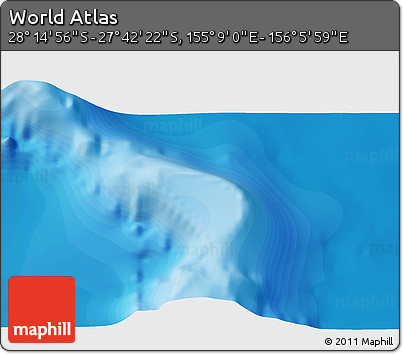 Political 3D Map of the Area around 27° 58' 39" S, 155° 37' 30" E