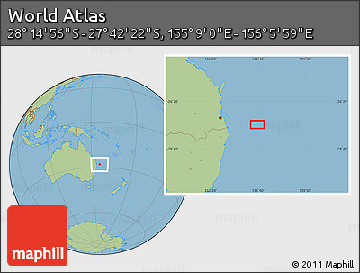 Savanna Style Location Map of the Area around 27° 58' 39" S, 155° 37' 30" E