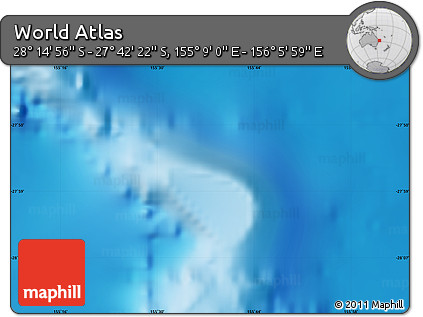 Physical Map of the Area around 27° 58' 39" S, 155° 37' 30" E
